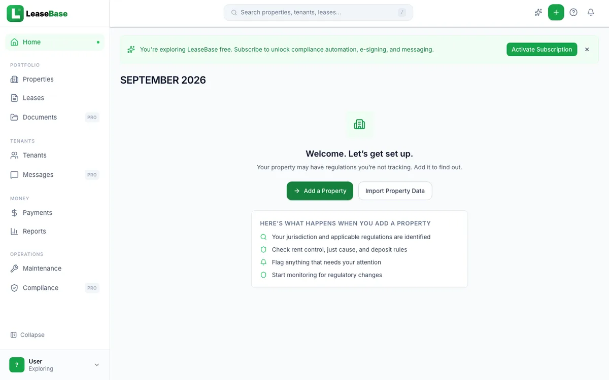 LeaseBase dashboard