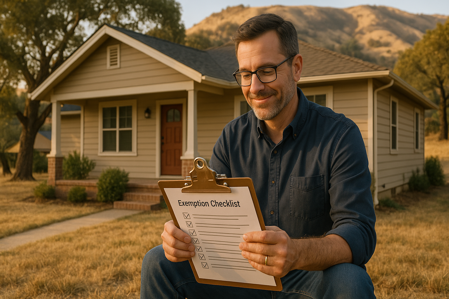Rural Northern California rental home with AB 1482 exemption checklist
